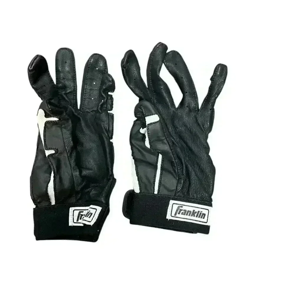 Franklin Black and White Batting Glove Size Youth Large Good Condition